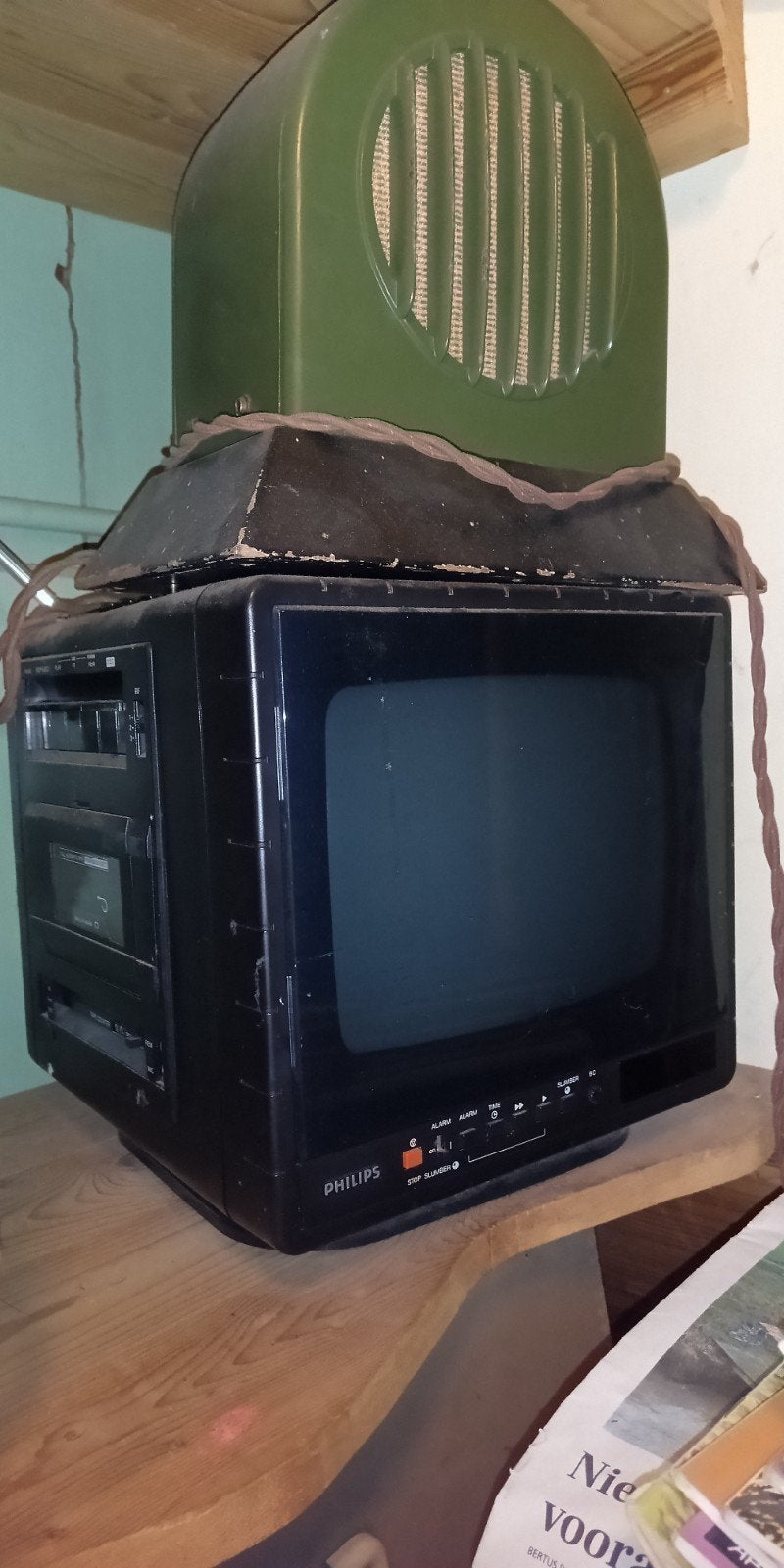 Philips Cube TV Jaren '80 met Cassette en Radio, Ophalen of Verzenden