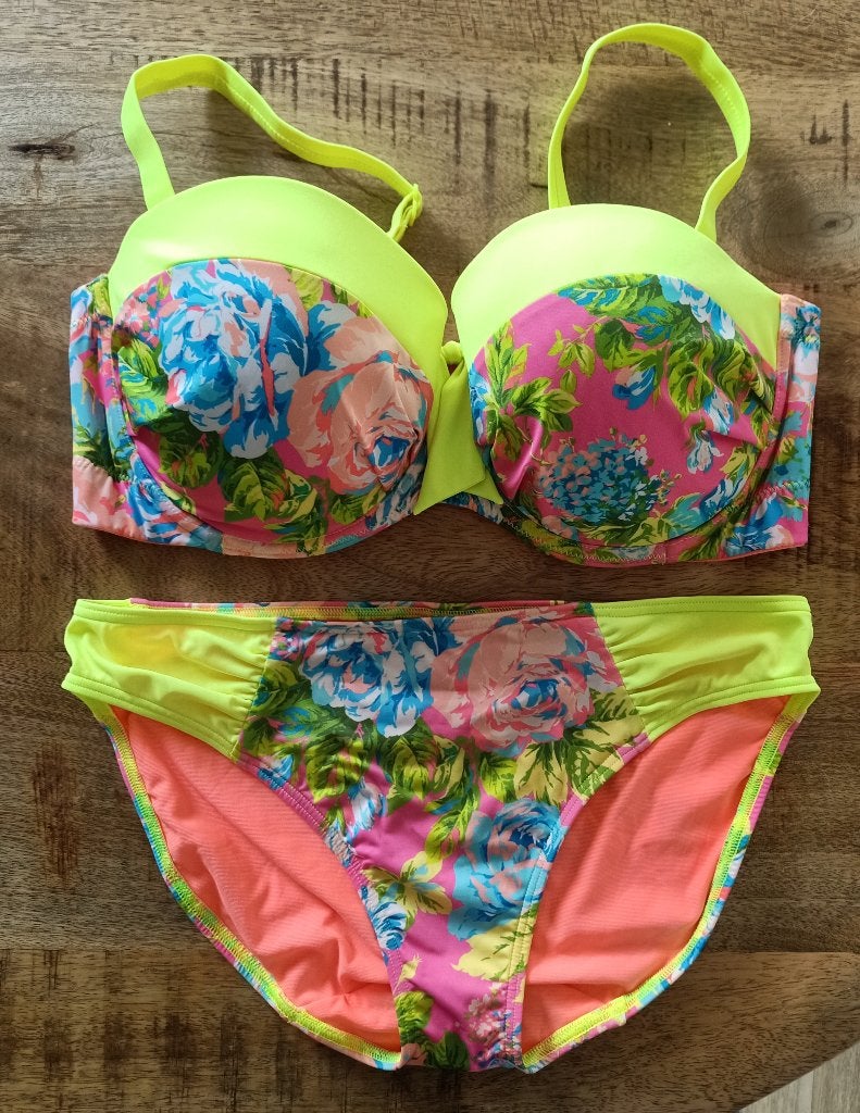 Prima donna bikini 80 D broekje 38 ZGAN geel roze 80D, Geel, Ophalen of Verzenden, Zo goed als nieuw, Bikini
