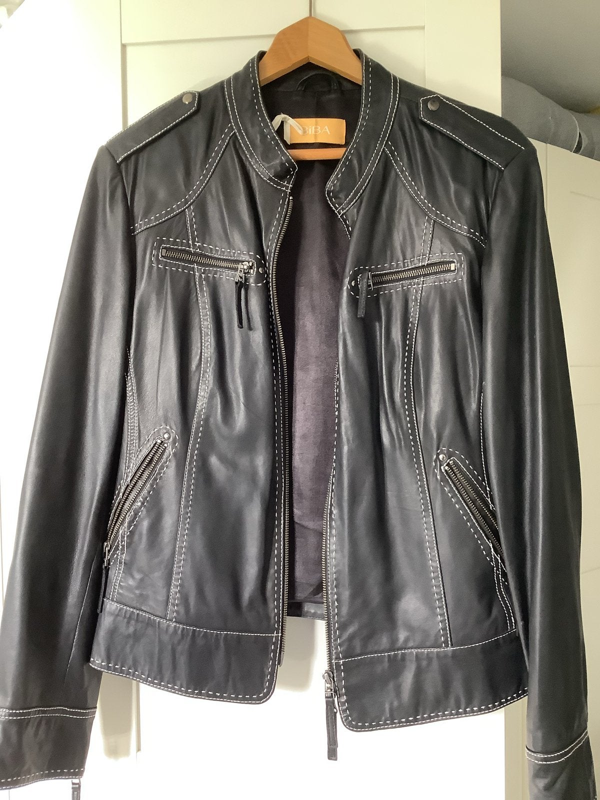 Biba Leren Jas Maat 48 - Perfecte Staat, Ophalen of Verzenden, Zo goed als nieuw, Maat 46/48 (XL) of groter, Zwart