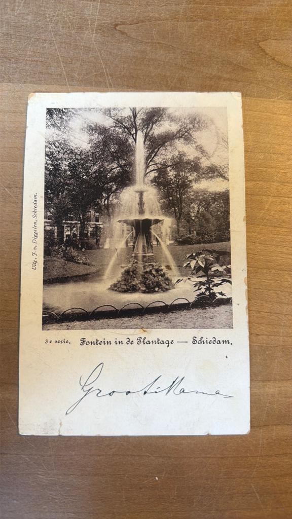 Fontein in de Plantage - Schiedam, Ophalen of Verzenden, Voor 1920, Zuid-Holland