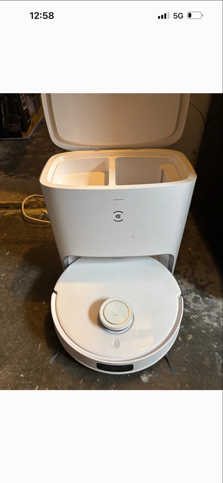 Deebot Robotstofzuiger met Dweilfunctie en Leegstation, Ophalen, Gebruikt, Automatisch legen, Ecovacs