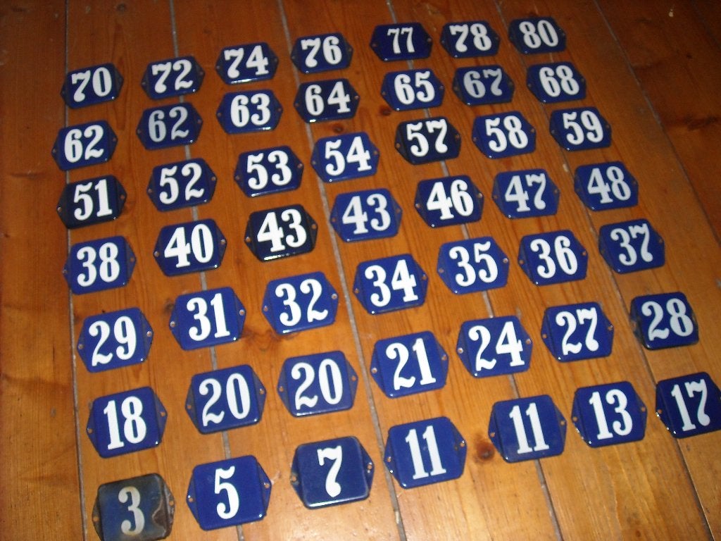 echt oude emaille huisnummers,huisnummer blauw wit nummer, Antiek en Kunst, Ophalen of Verzenden