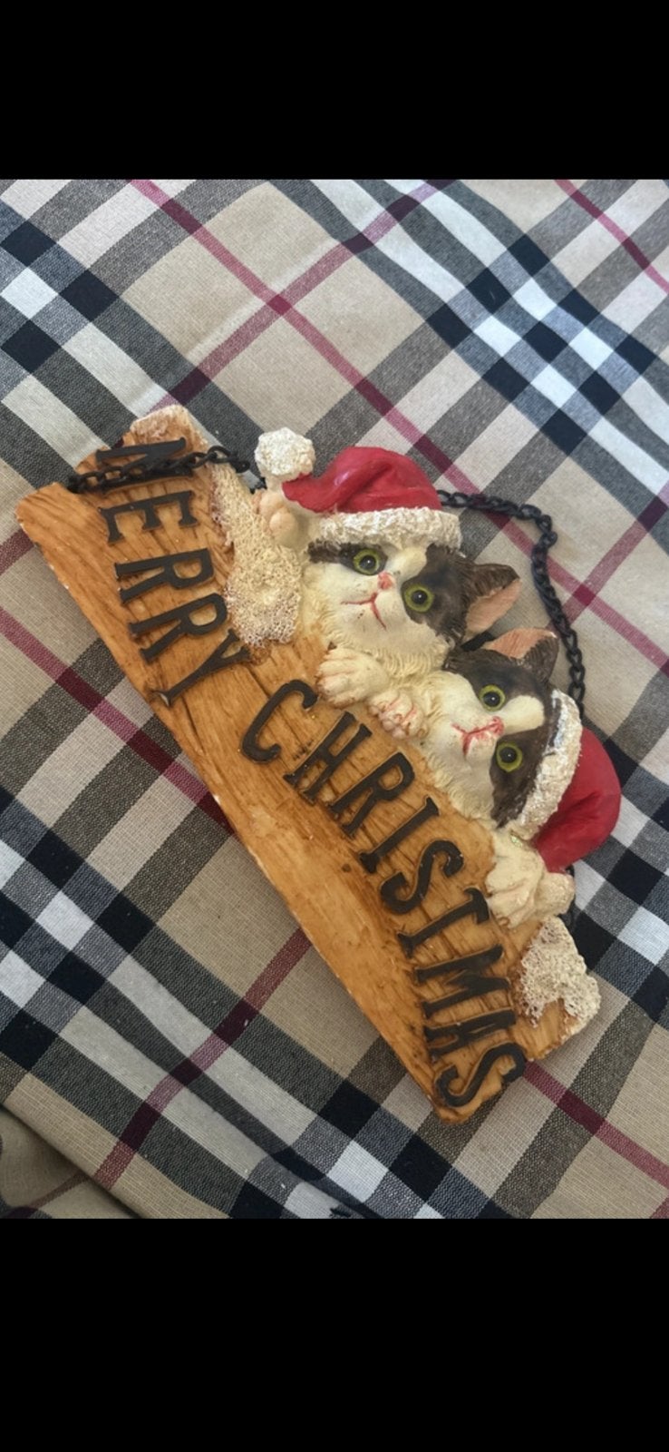 Merry Christmas 2 poes kat polystone kerst hanger, Ophalen of Verzenden, Nieuw