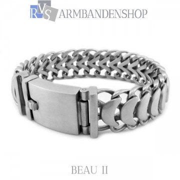 Matte rvs armband geborsteld staal "beau II" matte look, Ophalen of Verzenden, Nieuw, Zilver, Overige materialen