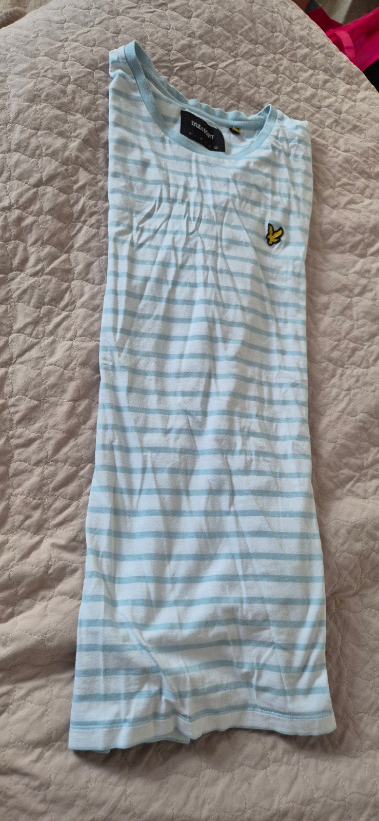 Lyle & Scott T-shirt gestreept lichtblauw/wit maat M, Meerkleurig, Overige maten, Ophalen of Verzenden, Zo goed als nieuw