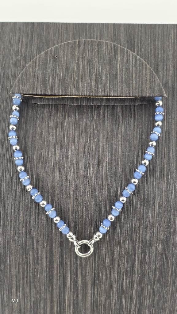 Zinzi collier met blauwe kralen                           M6, Gebruikt, Blauw, ., Ophalen of Verzenden