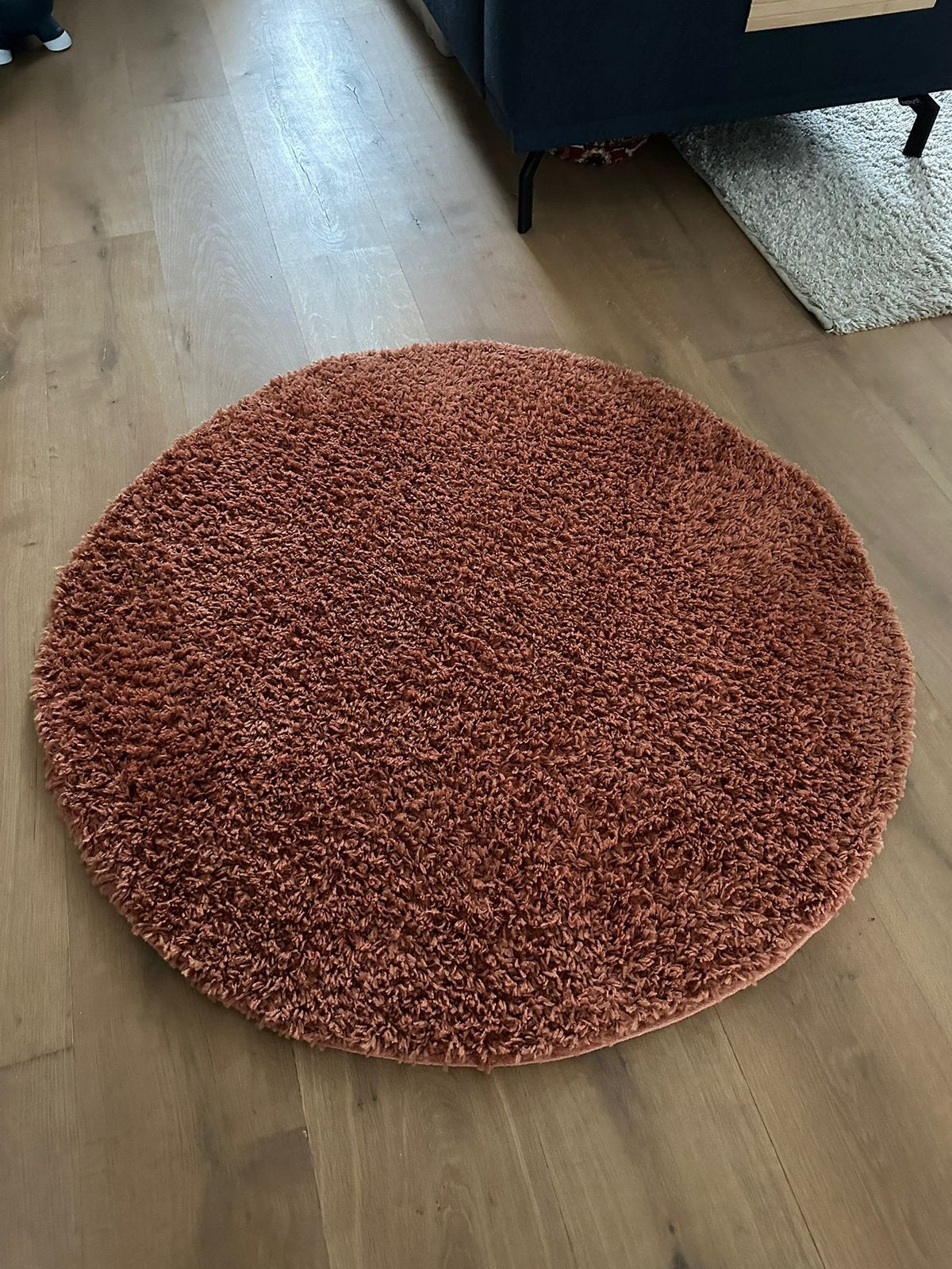 Vloerkleed rond roestbruin, Ophalen, 100 tot 150 cm, Bruin, Rond
