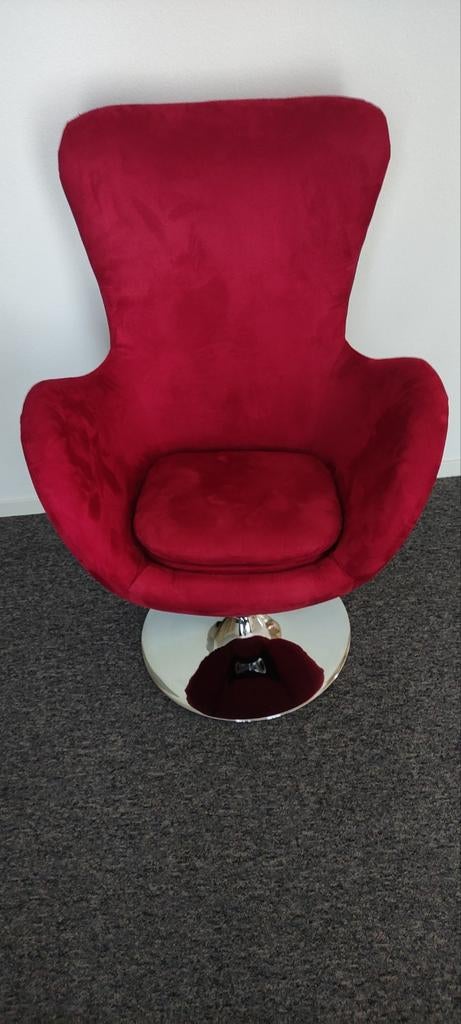 Rode Egg Chair - Comfortabele Fauteuil, Ophalen, Zo goed als nieuw, Stof, Eén