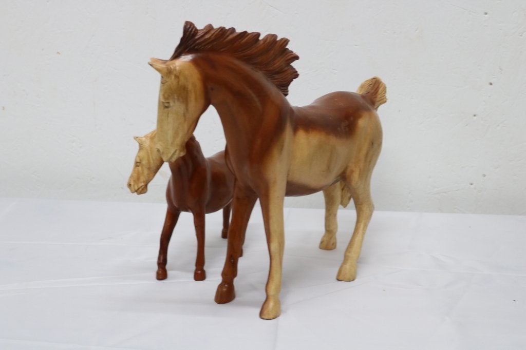 Houten Paarden Staand 40 / 25 CM, Antiek en Kunst, Kunst | Beelden en Houtsnijwerken, Ophalen, Hout, Beeld