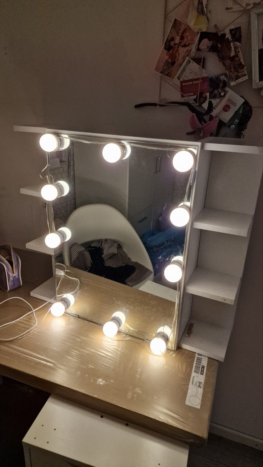 Make up spiegel met kast en licht, Ophalen, Rechthoekig, Minder dan 50 cm, Minder dan 100 cm