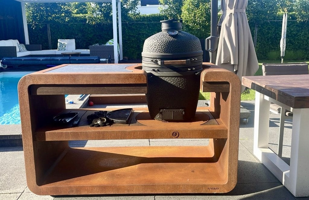 Cortenstaal Kamado Buitenkeuken, onderstel, Ophalen of Verzenden, Nieuw, Houtskool, Vrijstaand