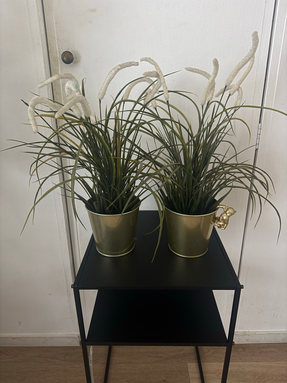 Twee kunstplanten in gouden potten, Huis en Inrichting, Woonaccessoires | Kunstplanten en Kunstbloemen, Ophalen, Binnen, Groen