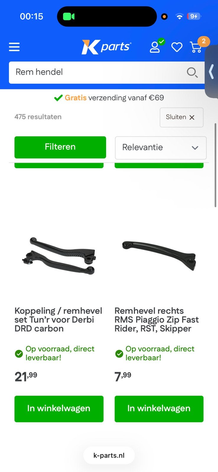 Gezocht linker rem hendel pegeot ludix, Ophalen, Peugeot