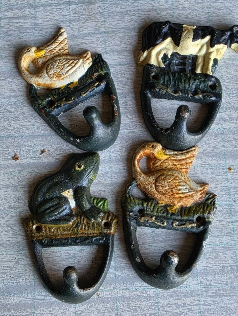 4 x Vintage gietijzeren wandhaken, Ophalen of Verzenden