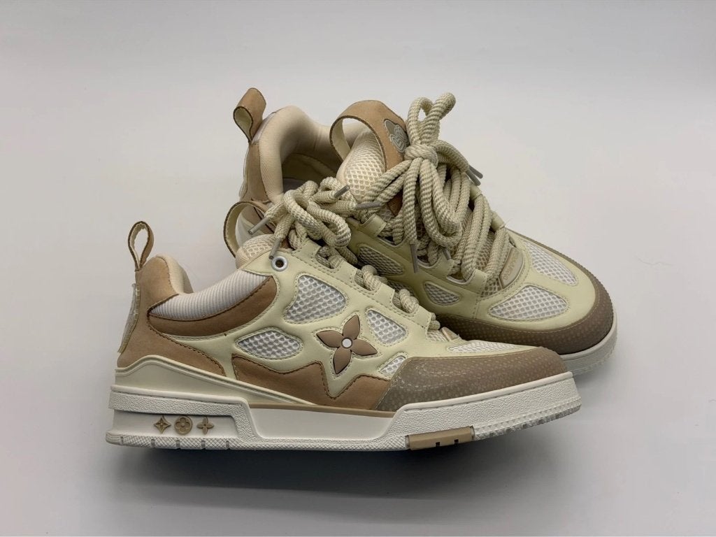 Louis Vuitton LV Trainer Sneakers Beige Brown Monogram EU 44, Overige kleuren, Verzenden, Louis Vuitton, Sneakers of Gympen