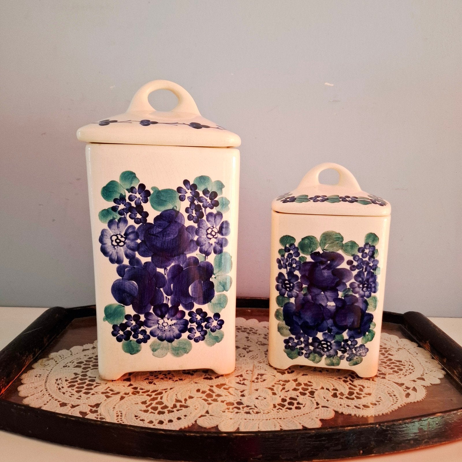 Włocławek Faience, 2 vintage voorraadpotten, Antiek en Kunst, Antiek | Keramiek en Aardewerk, Ophalen of Verzenden