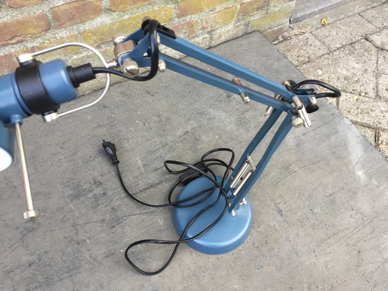 Petrol blauwe bureaulamp met verschillende standen, Bureaulamp, E14 (klein), Metaal, Ophalen