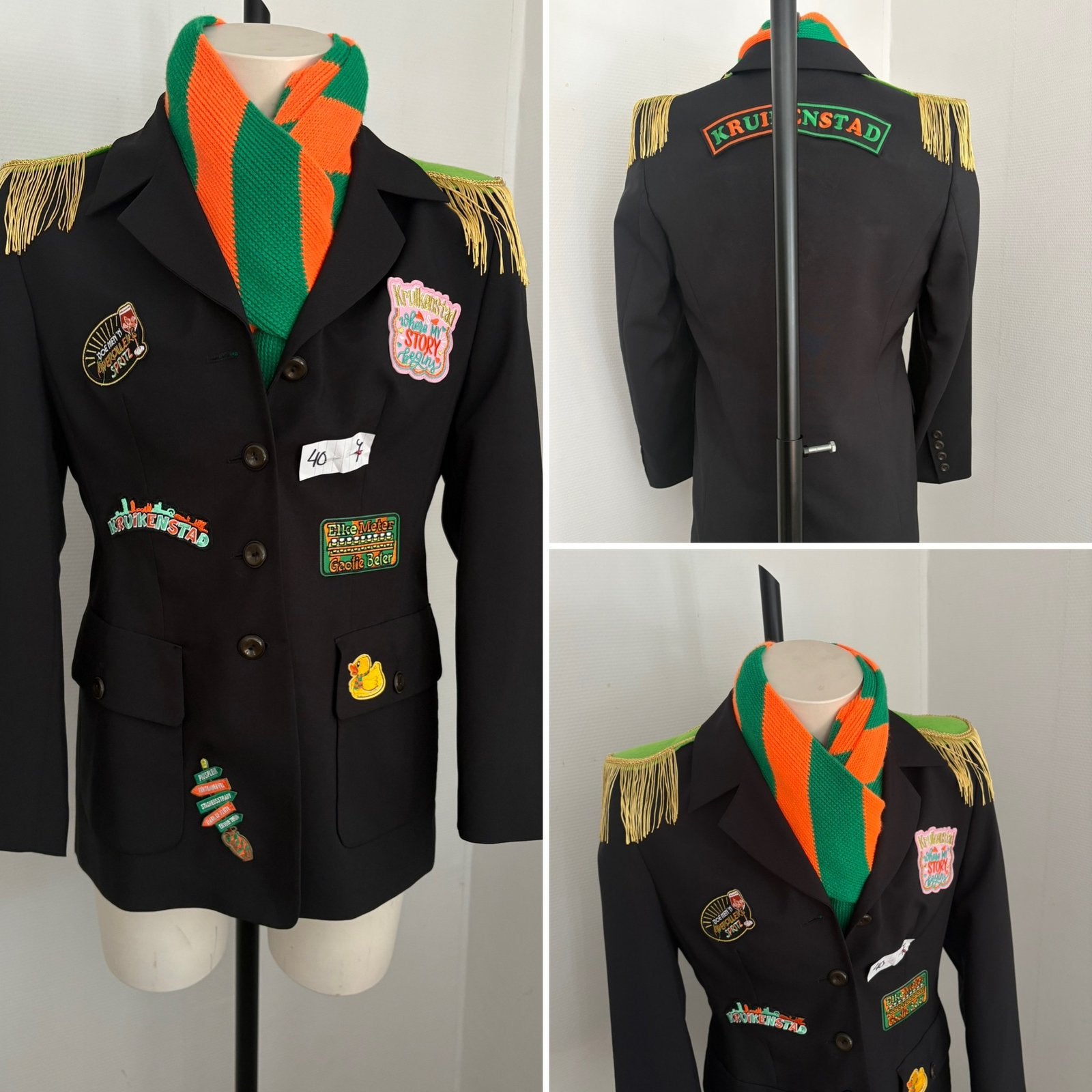 (7) Kruikenstad Colbert Jas maat 40 /M carnaval emblemen, Ophalen of Verzenden, Zo goed als nieuw, Maat 38/40 (M), Carnaval