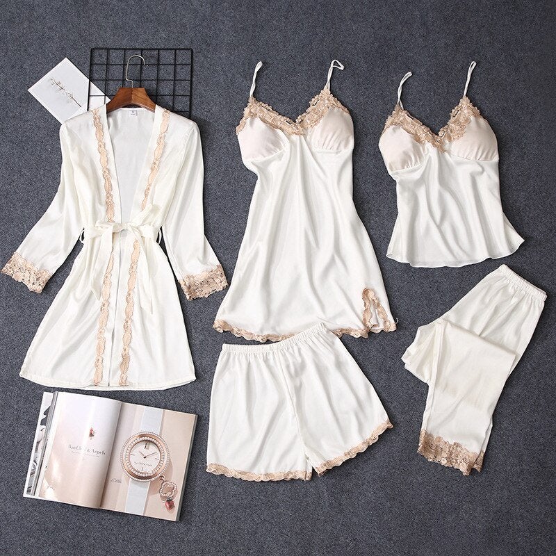 Witte dames nachtjapon met kant kimono ochtendjas babydoll, Verzenden, Wit, Nachtkleding