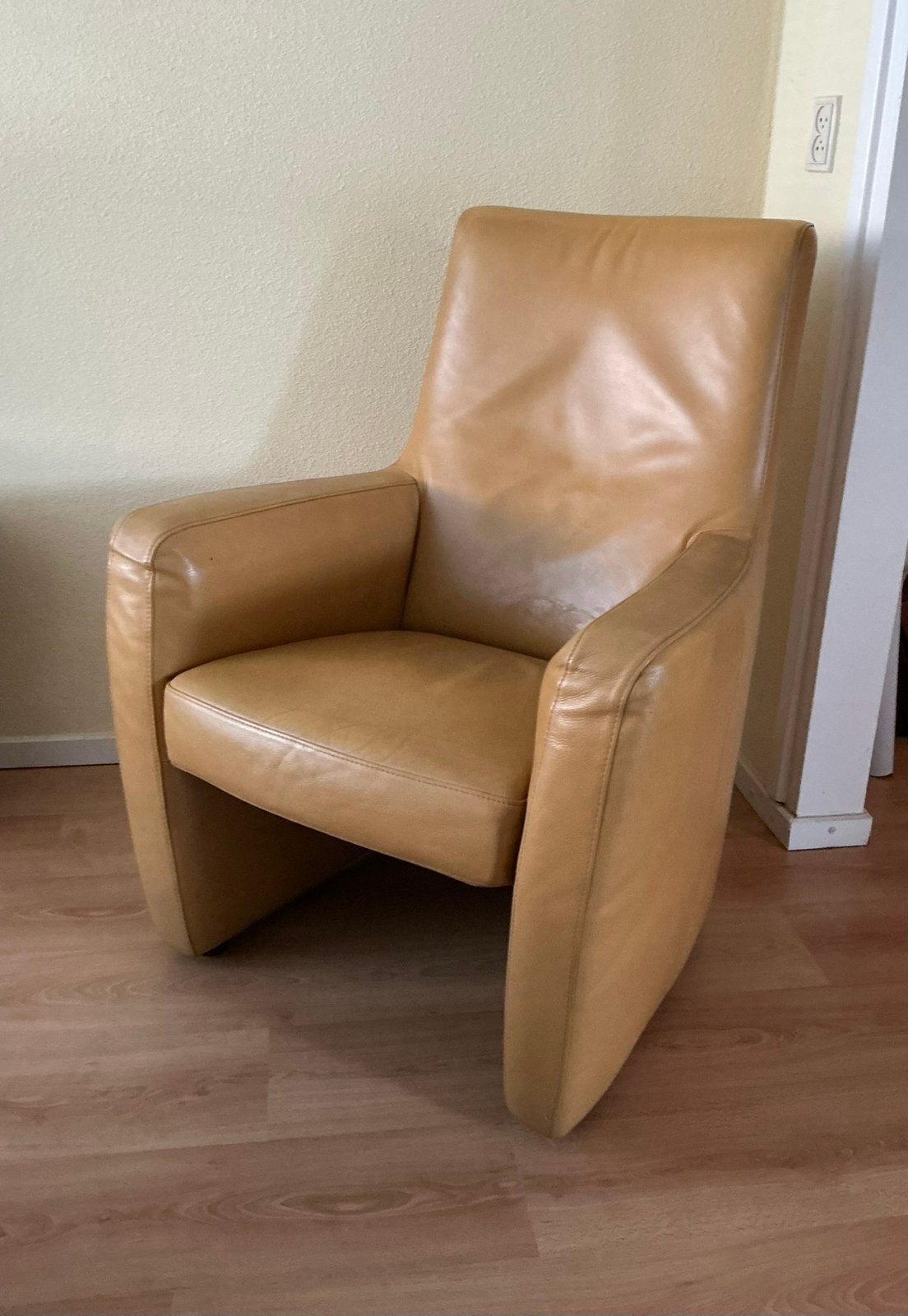 Fauteuil geel leer, gratis, Ophalen, Gebruikt, 50 tot 75 cm, Leer