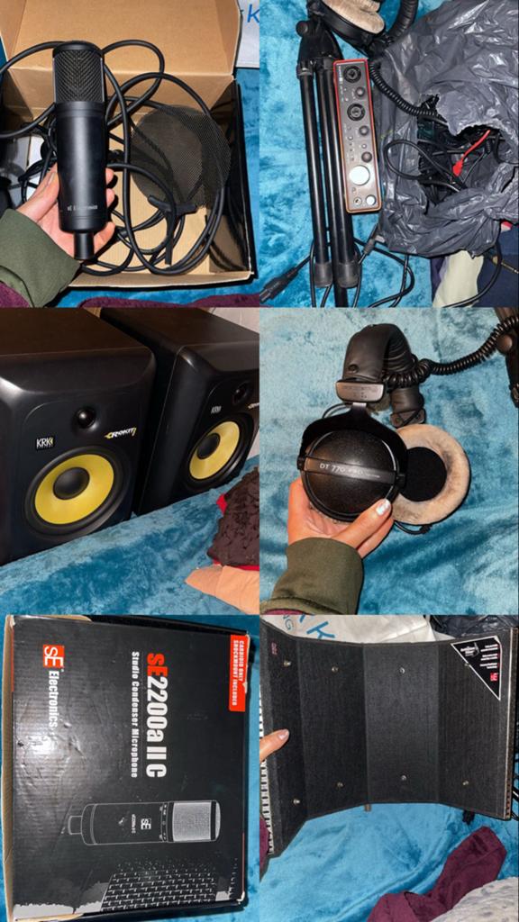 Complete Studio Set: Microfoon, Monitors, Hoofdtelefoon, Muziek en Instrumenten, Microfoons, Gebruikt, Studiomicrofoon, Ophalen of Verzenden
