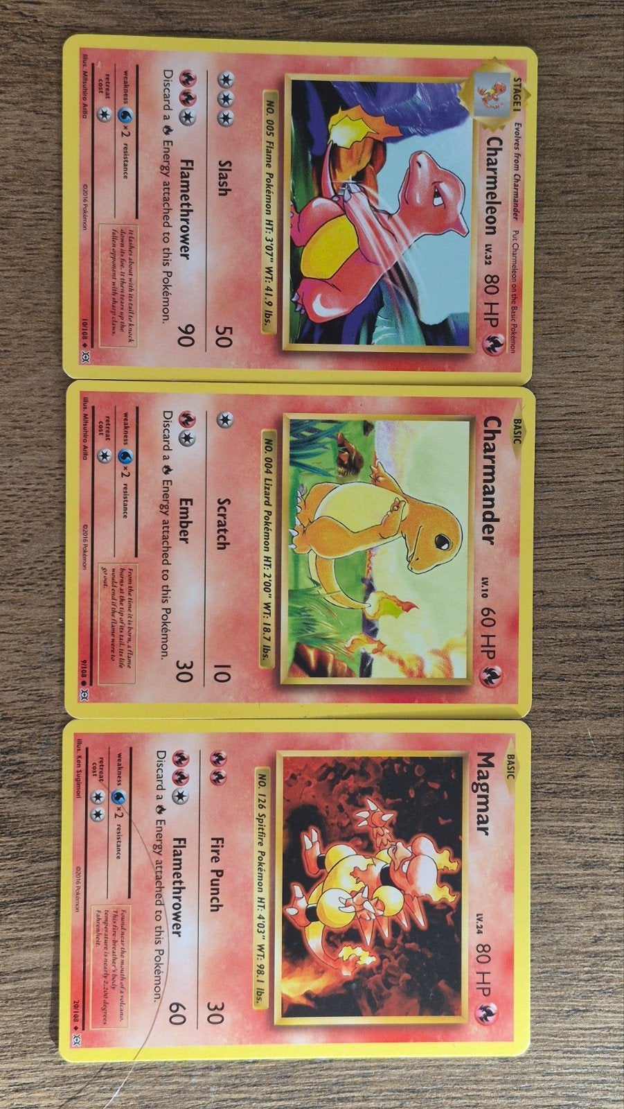 Charmander 9/108 + Charmeleon 10/108 + Magmar 20/108 – XY Ev, Verzenden, Gebruikt, Meerdere kaarten