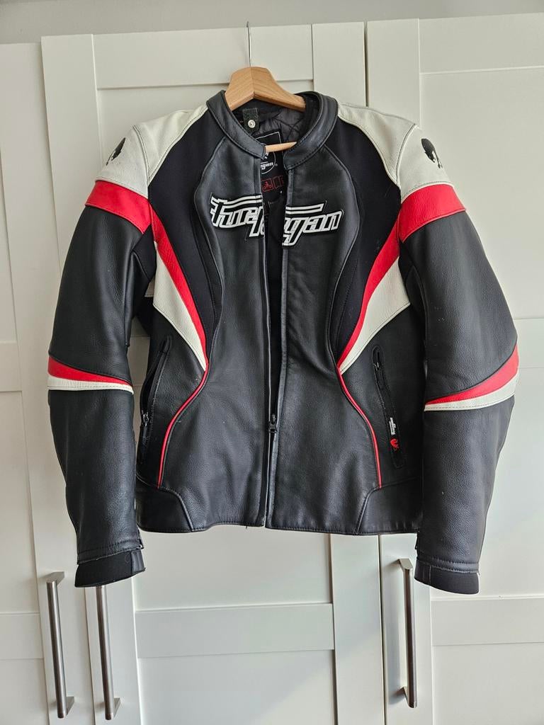 Furygan Leren Motorjas Zwart/Rood/Wit met bijbehorende broek, Furygan, Jas | leer, Ophalen of Verzenden, Dames