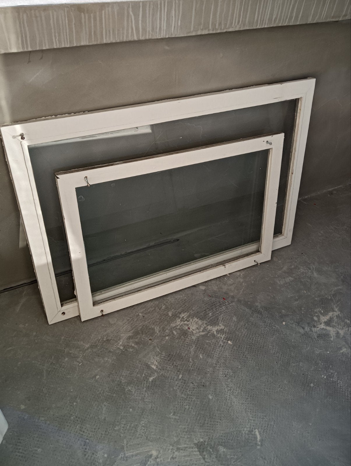 Losse voorzetramen met houten frame (2 stuks), Doe-het-zelf en Verbouw, Glas en Ramen, Ophalen, Gevelraam of Ruit, Gebruikt, 80 tot 120 cm