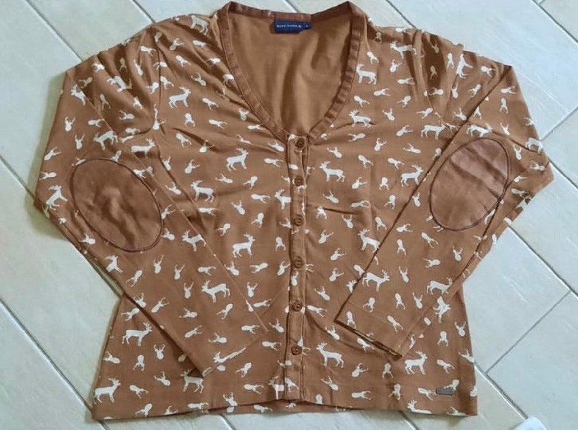 Cognackleurig vestje BLUE RIVER met hertenmotief - Maat L, Ophalen of Verzenden, Gedragen, Maat 42/44 (L), Bruin