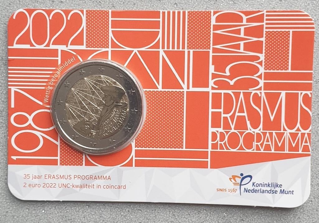 Nederland coincard 2 euromunt Erasmus 2022, Postzegels en Munten, Munten | Nederland, Ophalen of Verzenden, Koningin Beatrix, Euro's