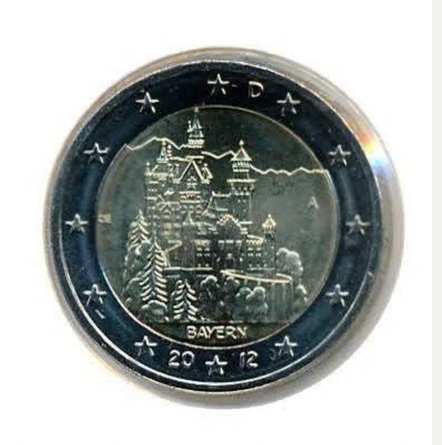 Duitsland - 2 euro 2012 - Neuschwanstein A, Postzegels en Munten, Verzenden, Duitsland, 2 euro, Losse munt