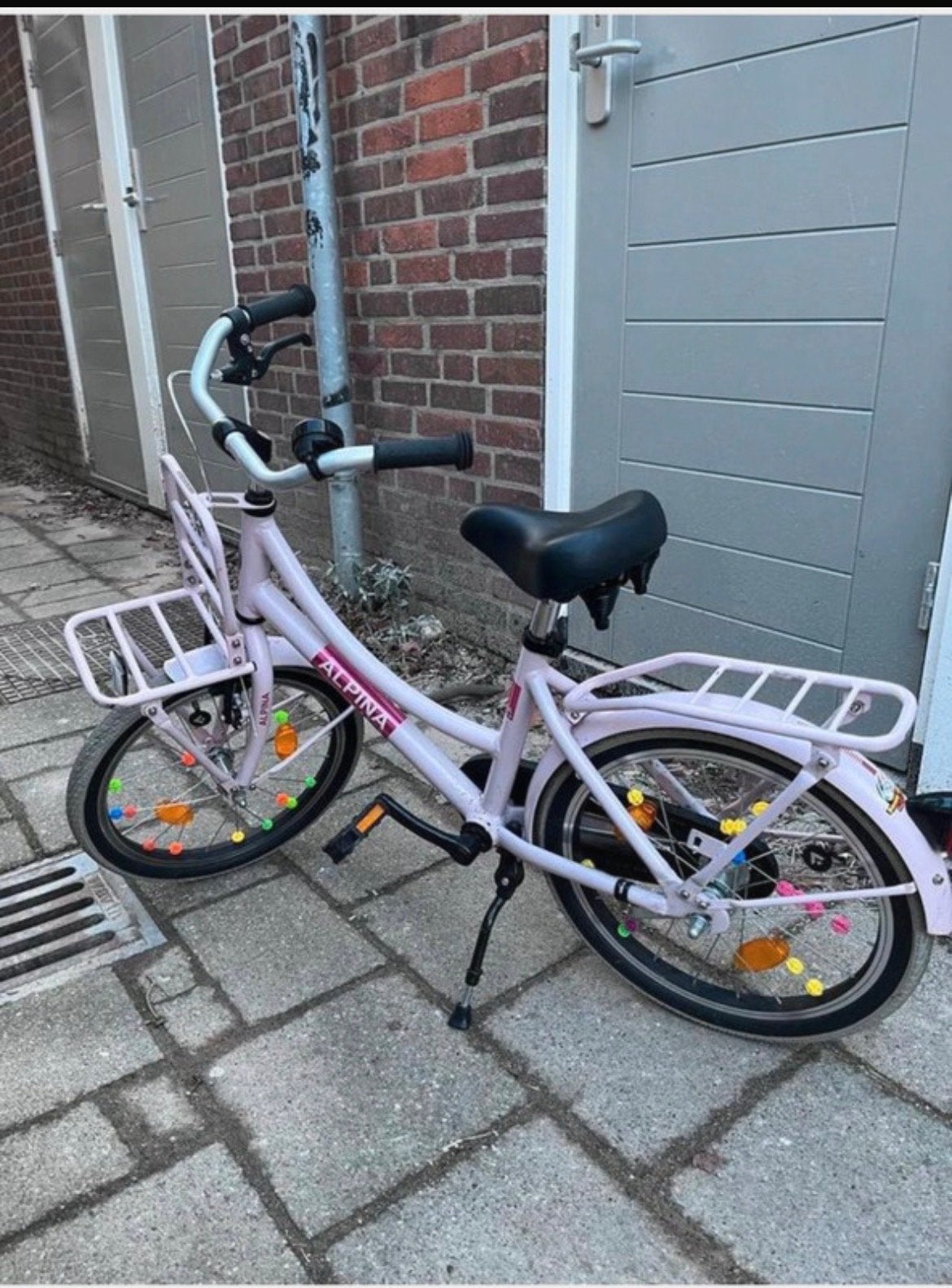 Alpina meisjes kinderfiets met zijwielen (Nijntje), Zijwieltjes, Ophalen of Verzenden, Schijfrem, 16 tot 20 inch
