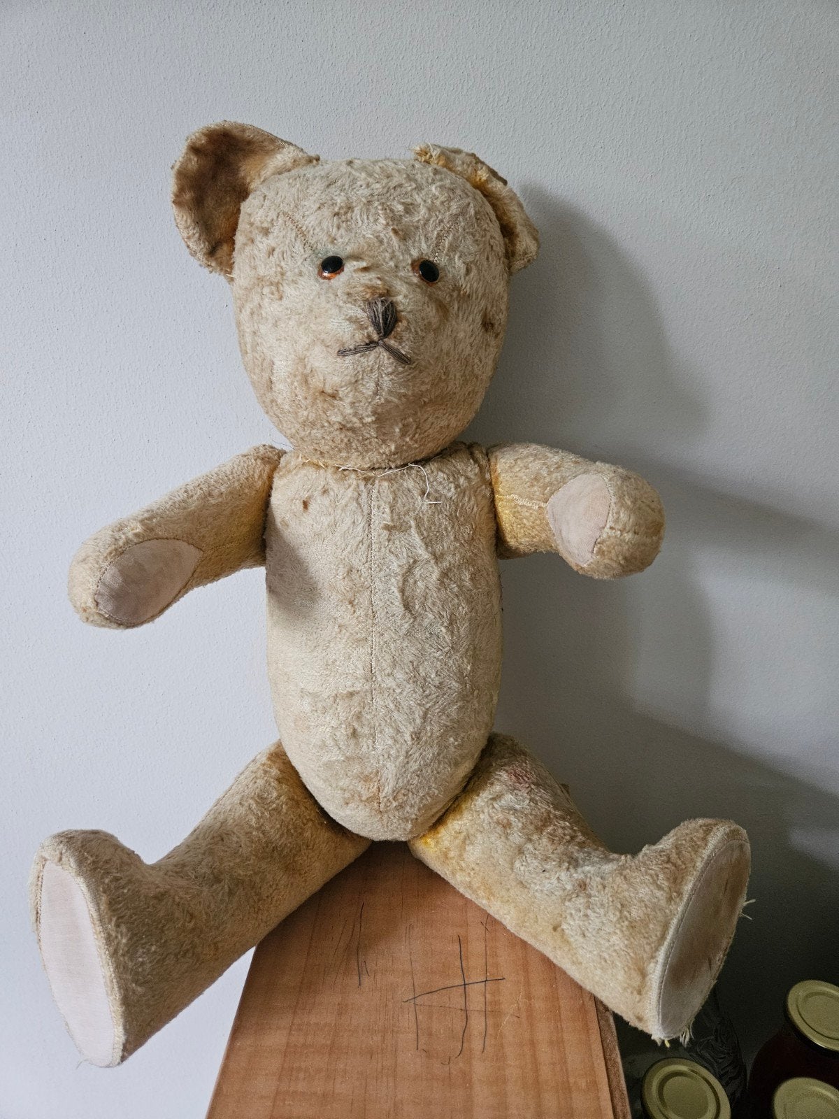oude teddybeer, Ophalen of Verzenden, Gebruikt, Stoffen beer, Overige merken