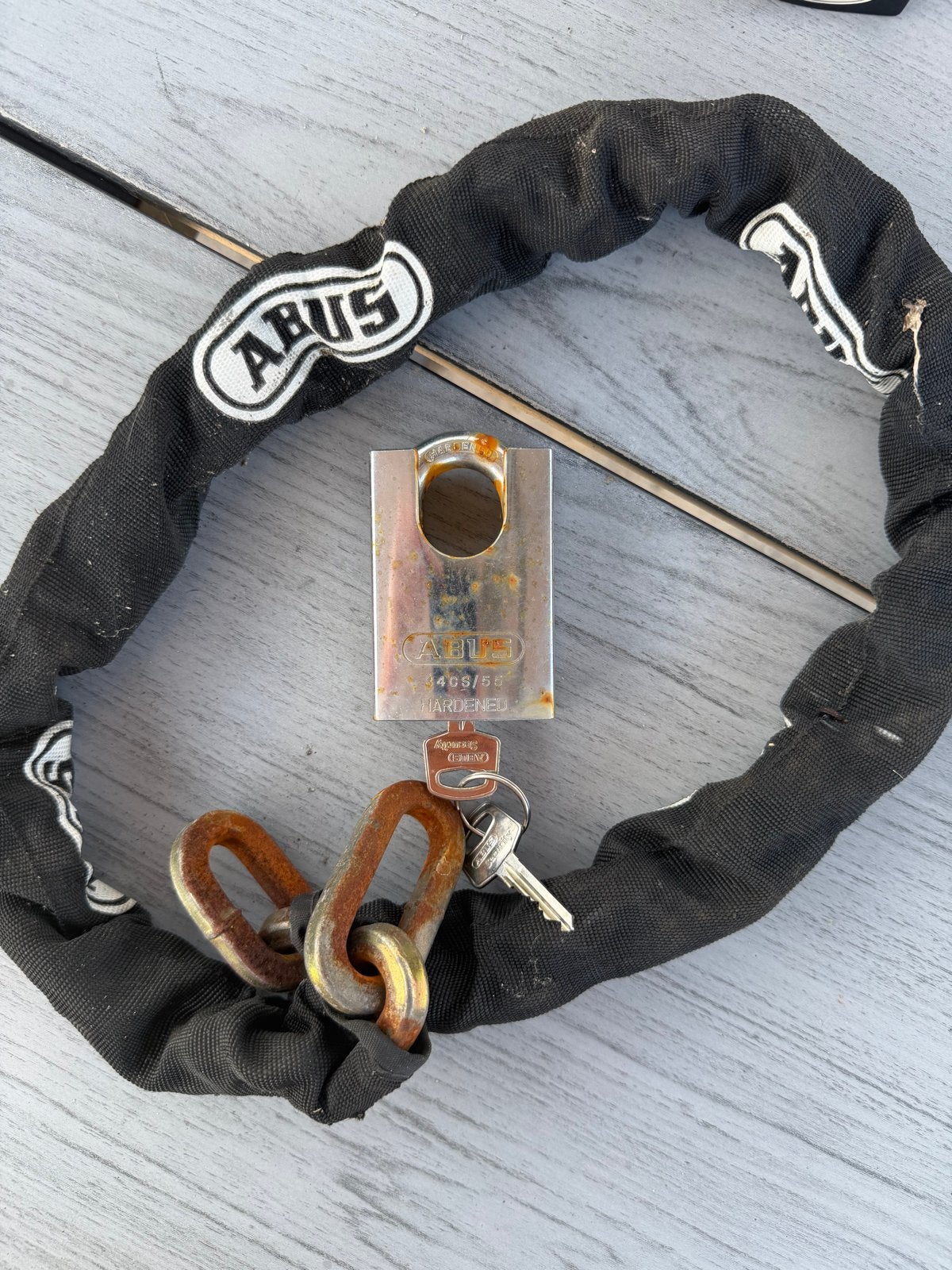ABUS Kettingslot met hangslot - Gebruikt, Ophalen of Verzenden, Gebruikt, Kettingslot