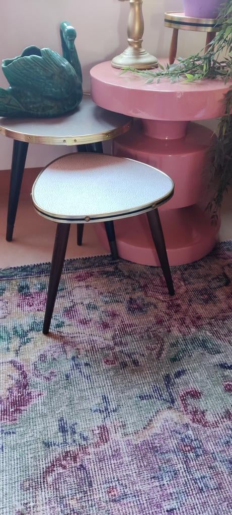 Vintage planten tafeltje goudenrandje, Verzamelen, Retro, Ophalen, Huis en Inrichting