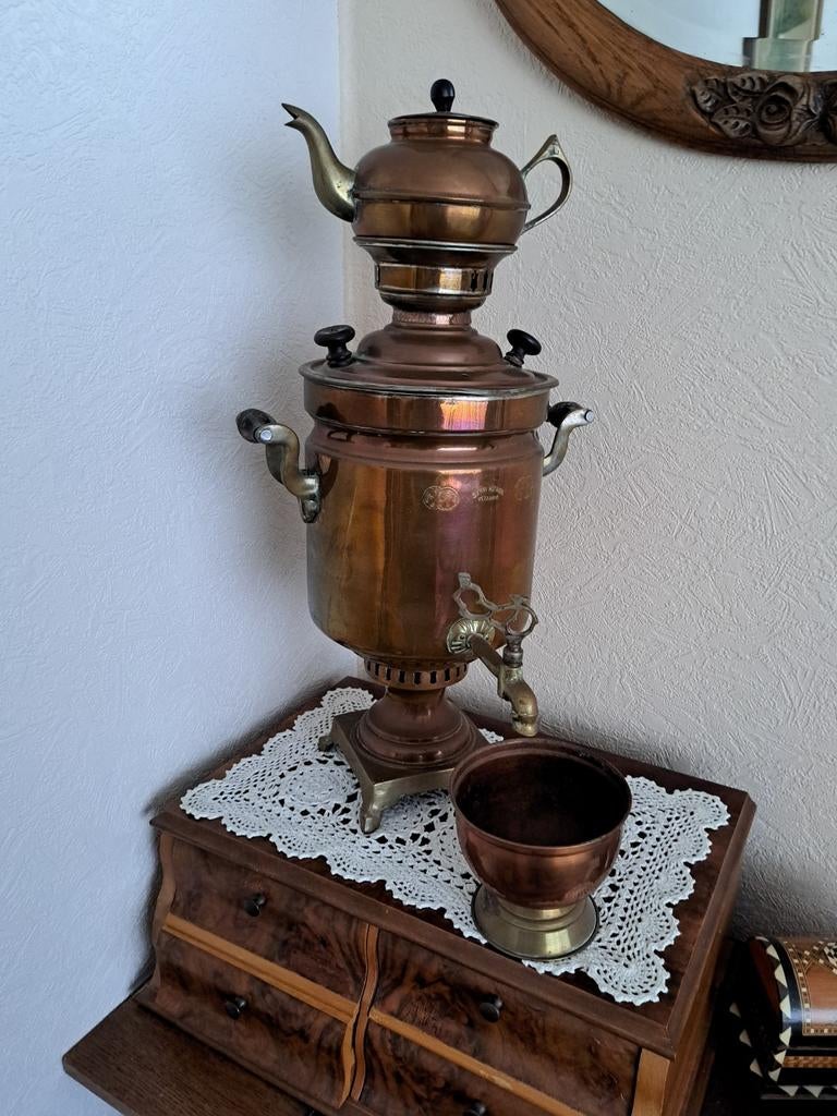 Antieke Koperen Samovar - Sabri Kizavul Istanbul, Ophalen of Verzenden