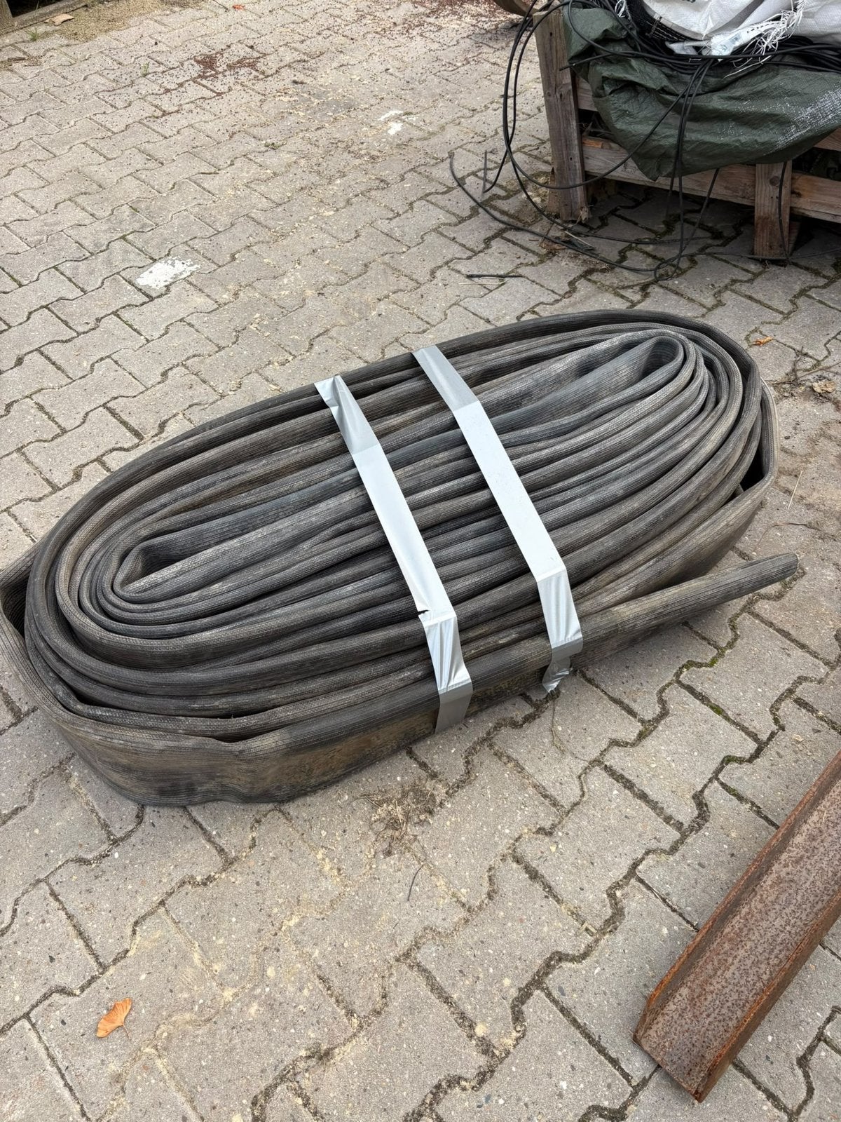 Platte waterslang brandweerslang 127mm, 45mtr, Ophalen, Gebruikt
