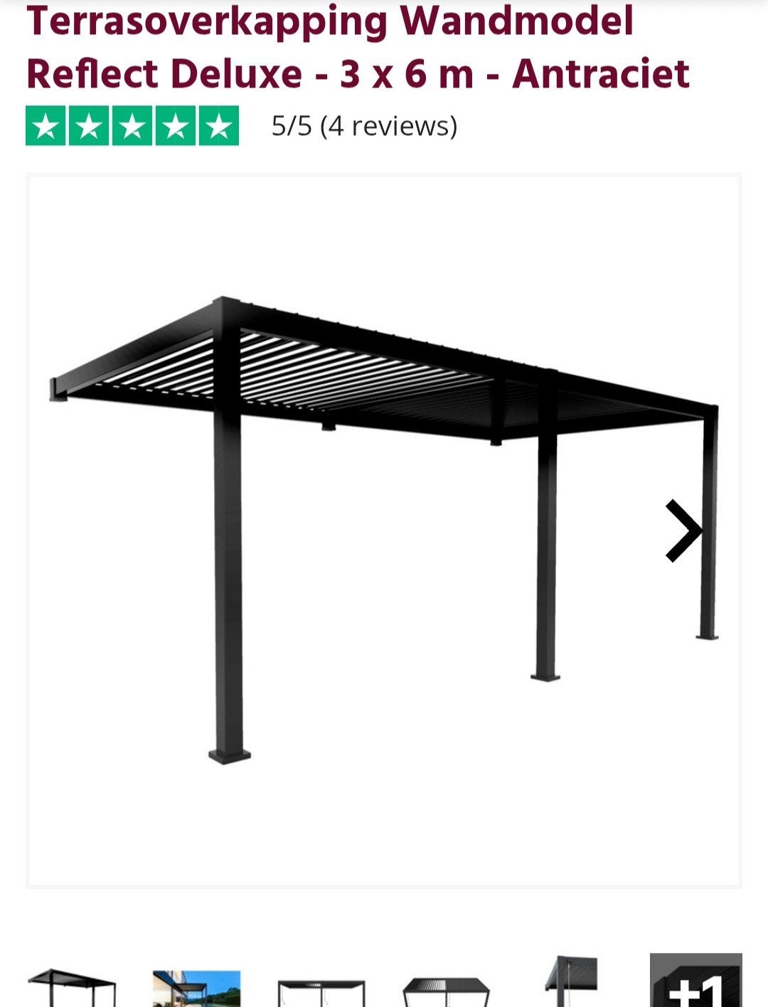 Terrasoverkapping Wandmodel Reflect Deluxe nieuw - 3 x 6 m s, Tuin en Terras, Ophalen, Nieuw, Overige typen
