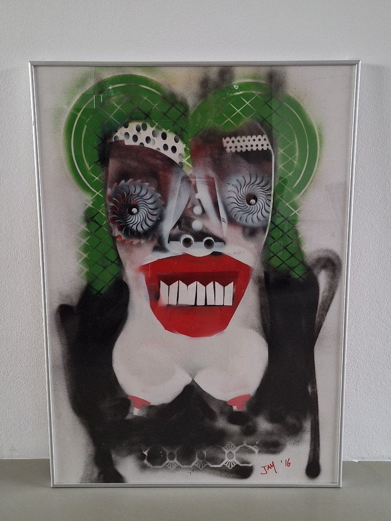 open mind schilderij van Jay origineel kunstwerk 60x85cm, Ophalen, Gesigneerd, Portret