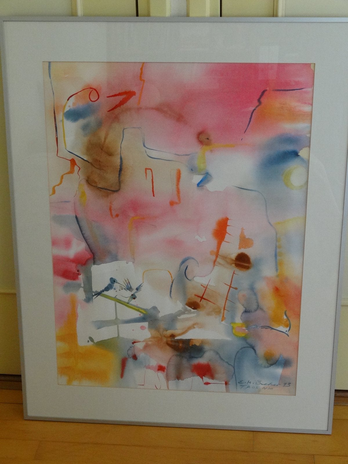 Mooie originele aquarel, pasteltinten, hedendaagse schilder, Antiek en Kunst, Kunst | Litho's en Zeefdrukken, Overige techniek