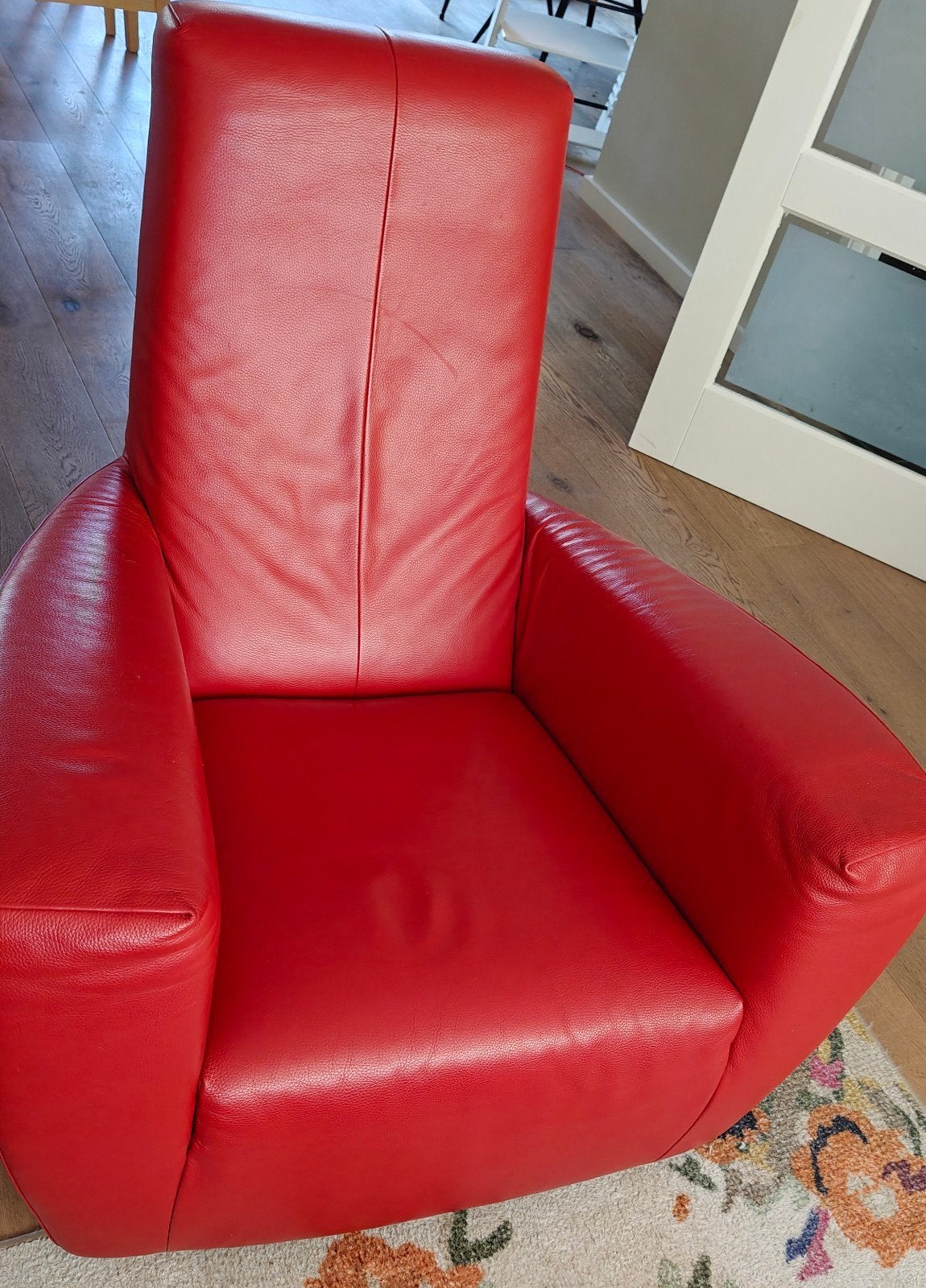 Gerard van den Berg Longa fauteuil - Rood leer, Huis en Inrichting, Ophalen, Modern design, Zo goed als nieuw, 75 tot 100 cm