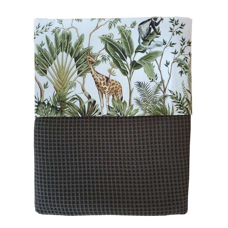 Ledikantdeken Wafelstof Jungle Giraf Olifant Little Dreamzzz, Kinderen en Baby's, Bi & Li Creaties, Overige typen, Nieuw, Ophalen of Verzenden