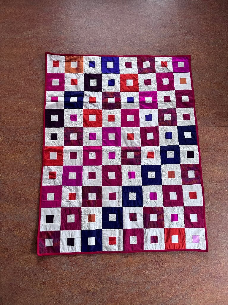 Handgemaakte zijden quilt | uniek patchwork, ;, Eenpersoons, Meerkleurig, ;