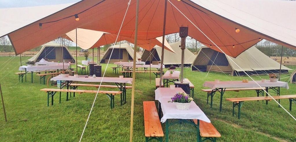 Stijlvolle Tarp / Stretchtent / activiteitendak 8x8m te huur, Ophalen, Gebruikt