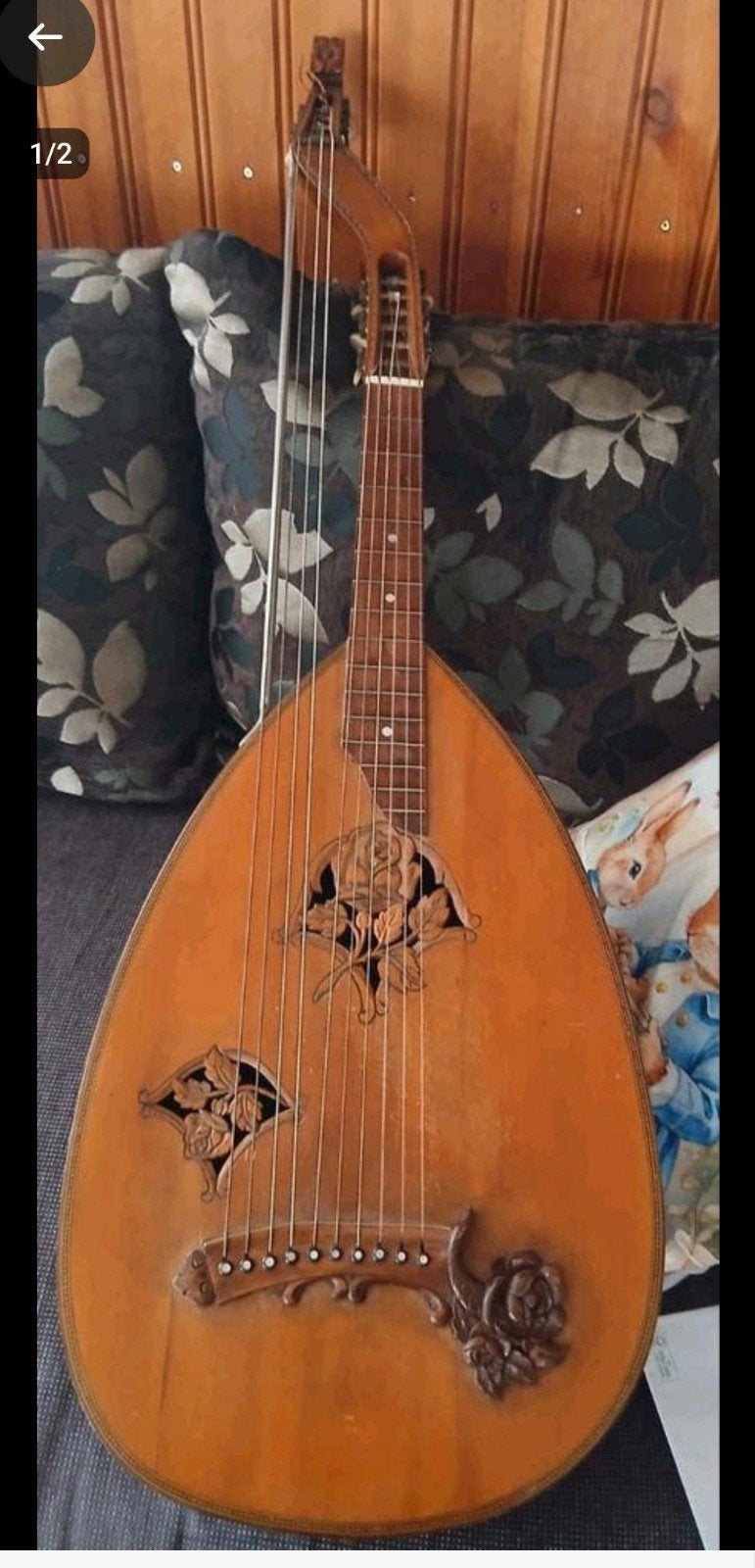 Vintage Luit/Saz/Bouzouki - Prachtig Houten Snaarinstrument, Ophalen of Verzenden, Gebruikt, Luit, Saz of Bouzouki