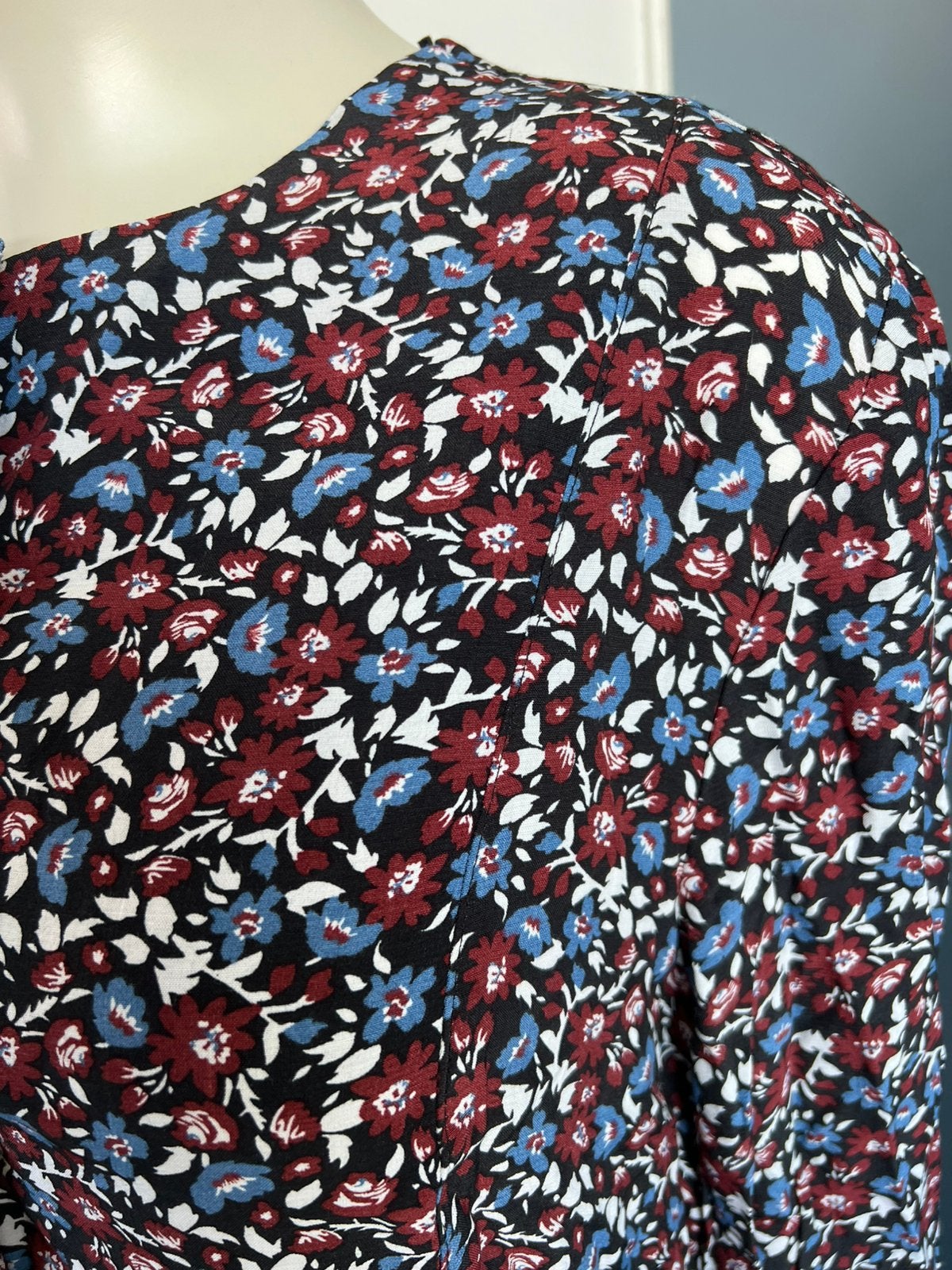 Zara zwart wijnrood lange jurk xl viscoss blauw bloemen, Meerkleurig, Zara, Maat 46/48 (XL) of groter, Nieuw