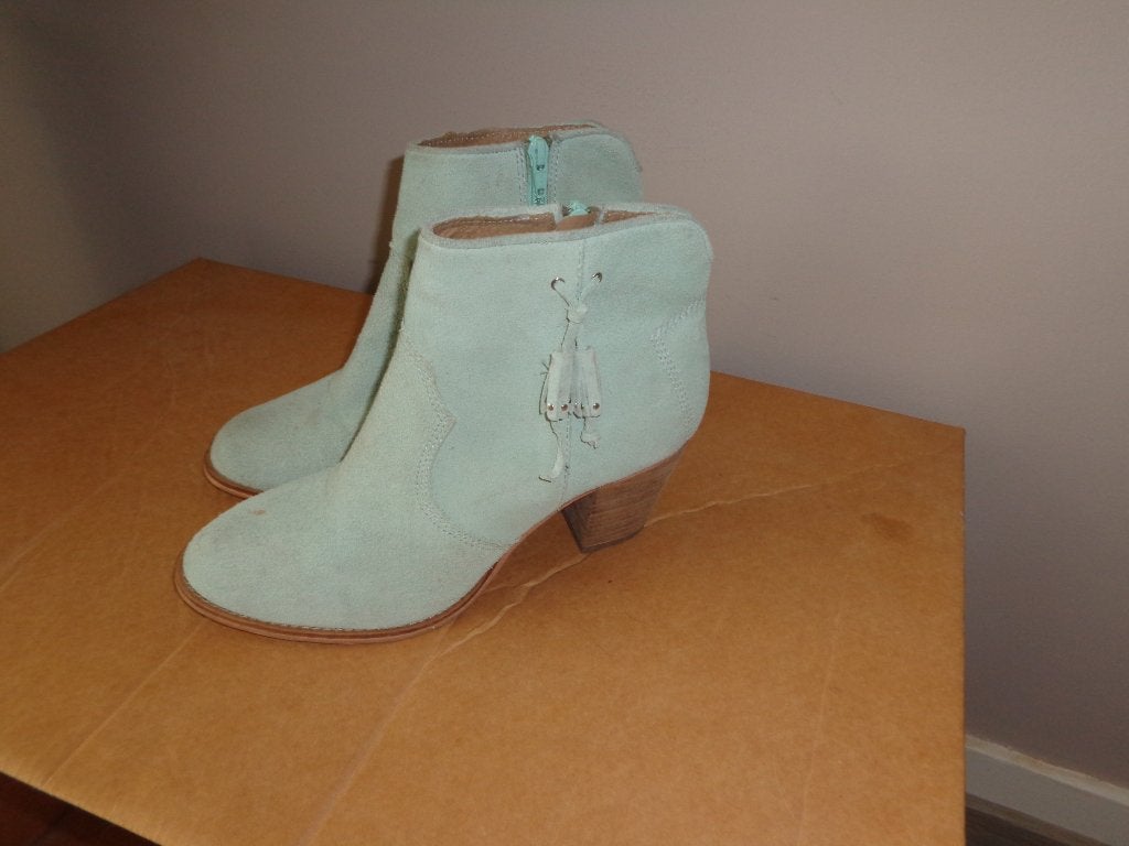 mintgroene suede dameslaarsjes van Piure, maat 41, Lage of Enkellaarzen, Ophalen of Verzenden, Gedragen, Groen