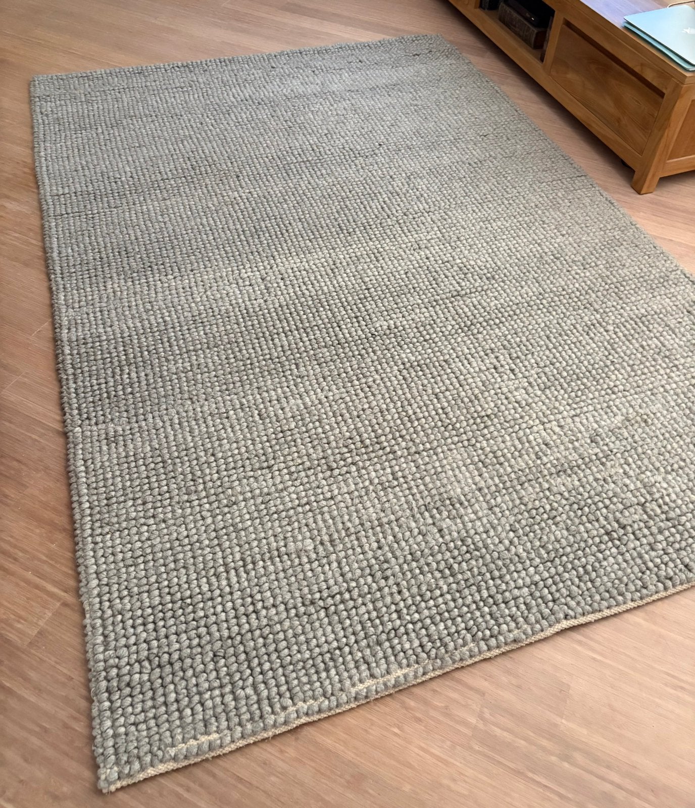 Vloerkleed wol, 230x160 cm groengrijs, 200 cm of meer, Ophalen of Verzenden, Zo goed als nieuw, Rechthoekig