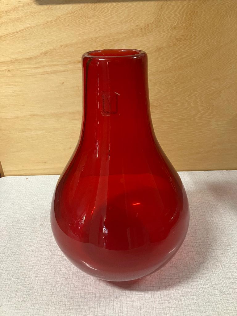 Rode vaas, Ophalen, Minder dan 50 cm, Rood, Glas