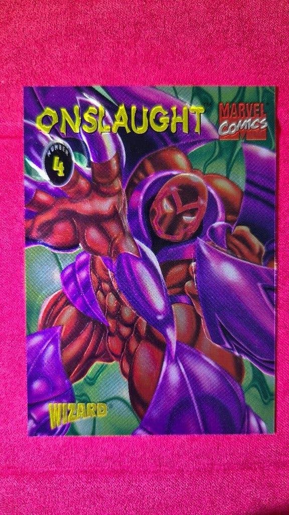 Marvel Comics Wizard TCG kaart #4 Onslaught #8 Spiderman, Verzenden, Zo goed als nieuw, Meerdere kaarten